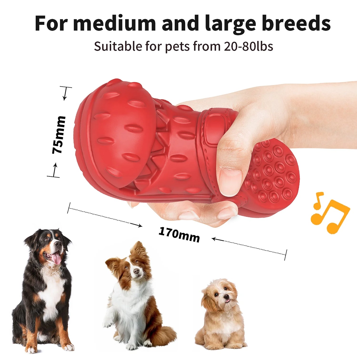 Squeaky Dog Toys Large Dog Chew Toy for Aggressive Chewer, 100% Safe Natural Soft Rubber Beef Flavor Dog Toys