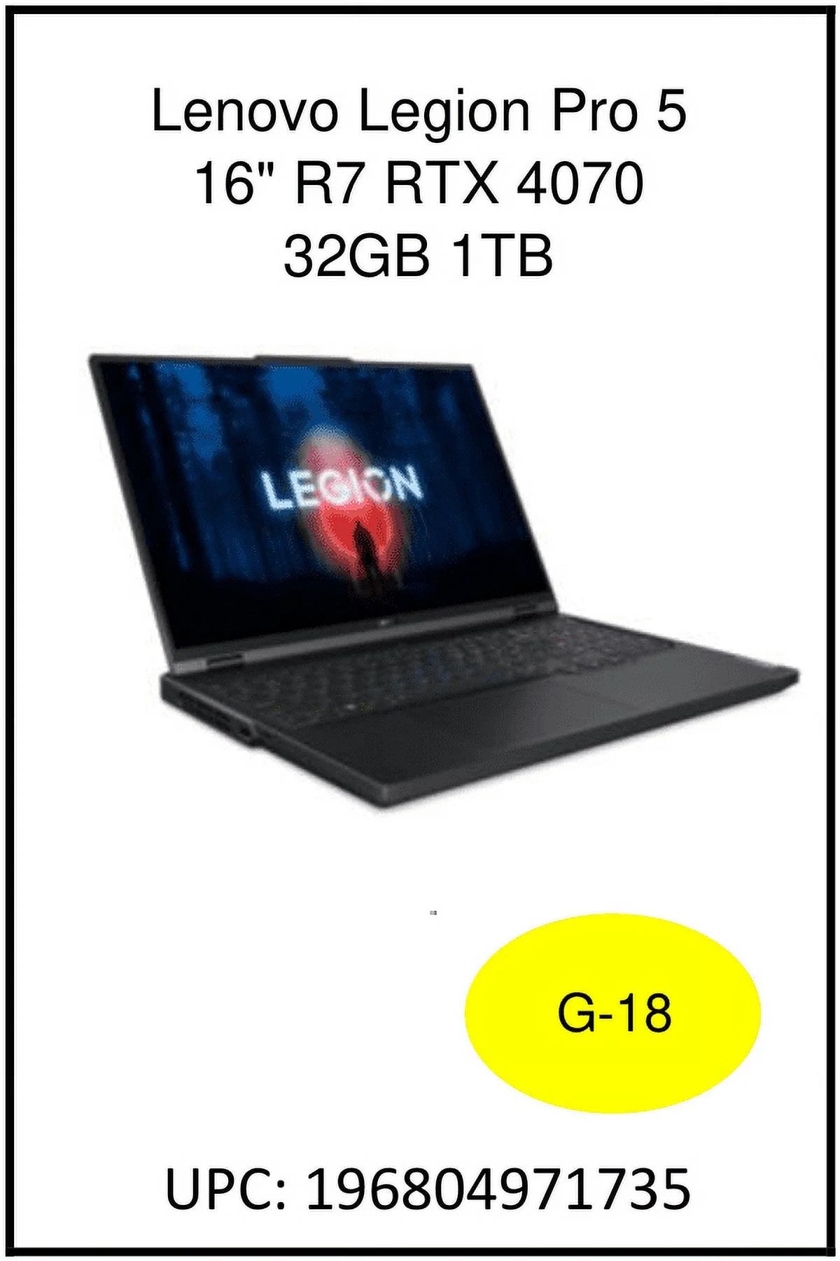 Legion Pro 5 16" WQXGA 165Hz IPS, AMD Ryzen 7 7745HX, NVIDIA Geforce RTX4070, 32GB RAM, 1TB SSD, Onyx Grey, Windows 11, 82WM004QUS