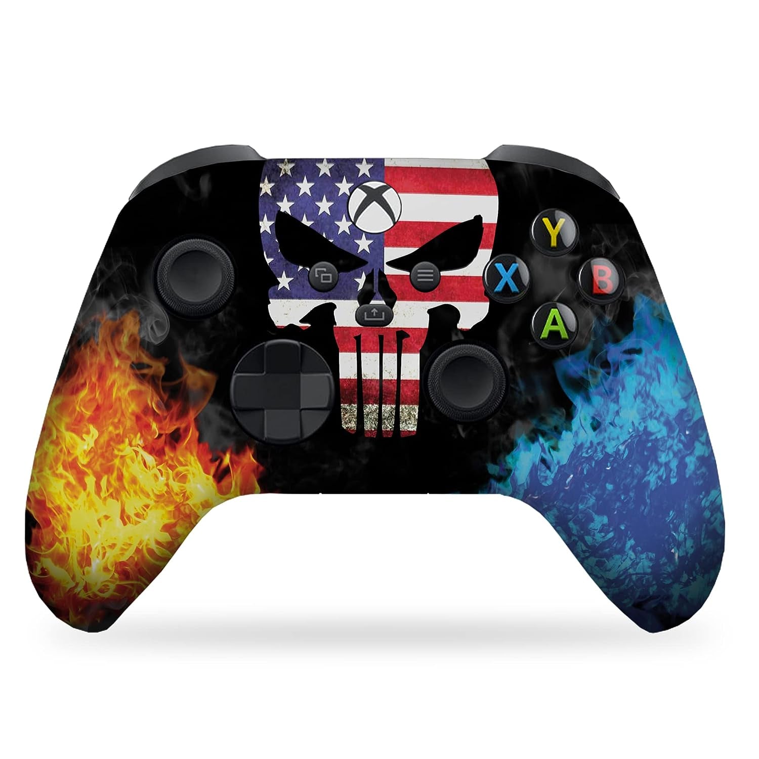 Americcan Warrior Skull Custom X-Box Controller Wireless Compatible with X-Box One/X-Box Series X/S Proudly Customized in USA with Permanent HYDRO-DIP Printing (NOT JUST a SKIN)