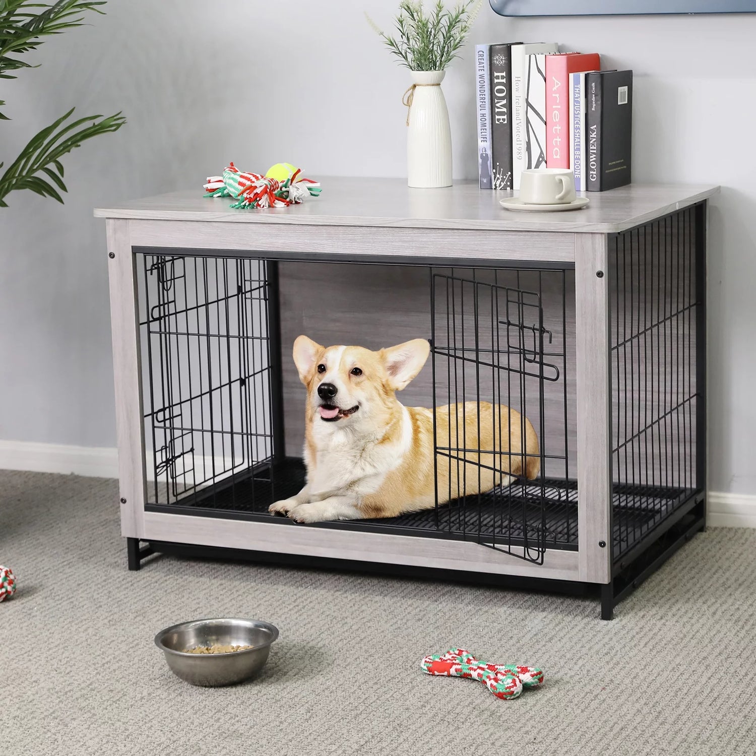 29.1" Dog Crate Furniture, Side End Table Wooden Dog Furniture Kennel